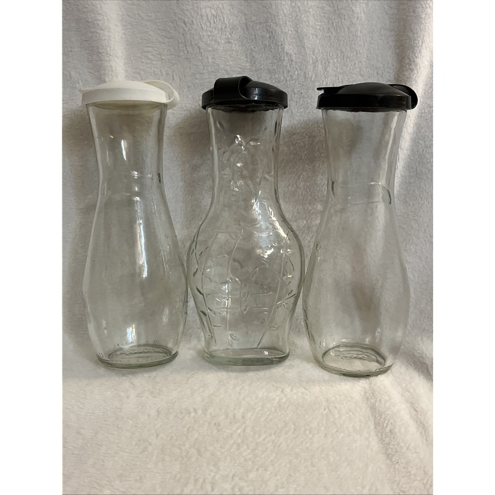 Vintage Good Seasons Salad Dressing Shaker Glass Cruet Bottles‎ Set/3